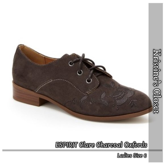 ESPIRIT Clara Charcoal Oxfords - Ladies Size 6 - Picture 10 of 10